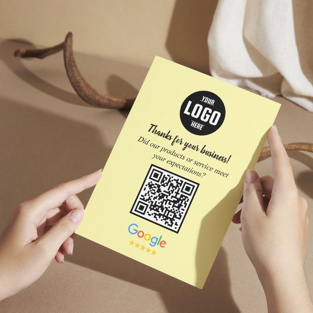Carte D'accompagnement Google Review QR Code Cards | Business Enclosure   (Google Review QR Code Cards | Yellow Business Enclosure Cards)