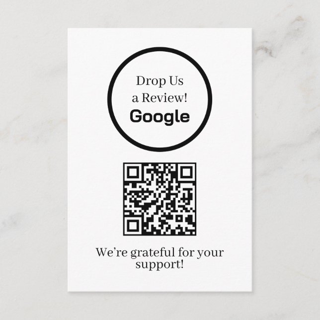 Carte D'accompagnement Google Review QR | Lien de retour d'information su (Devant)