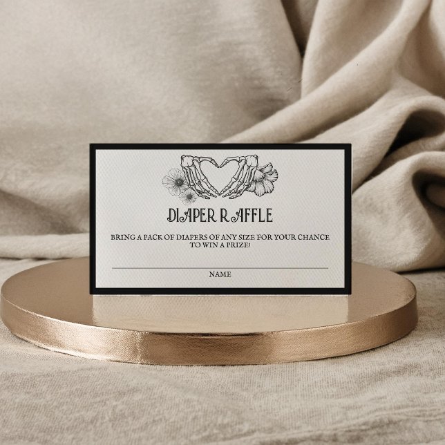 Carte D'accompagnement Goth Diaper Baby shower de  Crâne et fleurs (Créateur téléchargé)