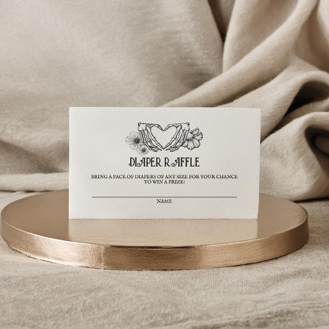 Carte D'accompagnement Goth Diaper Baby shower de  Crâne et fleurs (Créateur téléchargé)