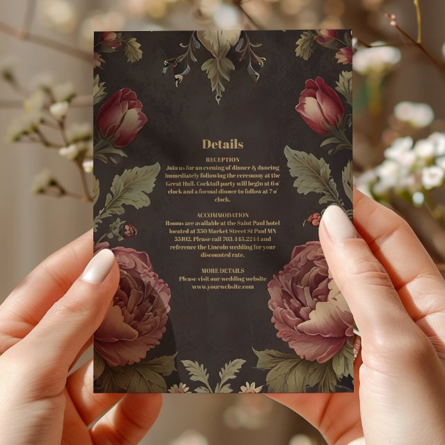 Carte D'accompagnement Goth Floral Mariage victorien (Créateur téléchargé)