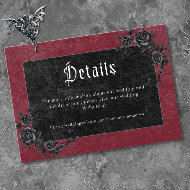 Carte D'accompagnement Gothic Black Raven Wine Darkly Ever After Wedding (Gothic Black Raven Wine Darkly Ever After Wedding Enclosure Card)
