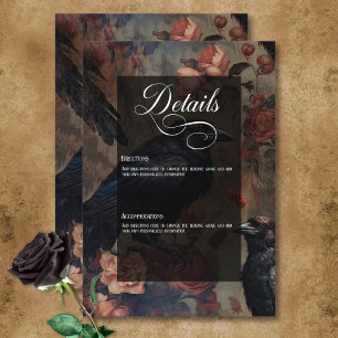 Carte D'accompagnement Gothique foncé Vintage Blush Floral et Ravens noir