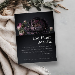 Carte D'accompagnement Gothique foncé violet noir pivoine Détails du Mari