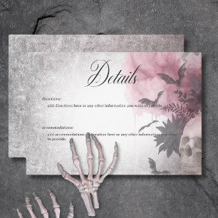 Carte D'accompagnement Gothique Noir & Bourgogne Détails du crâne et de l