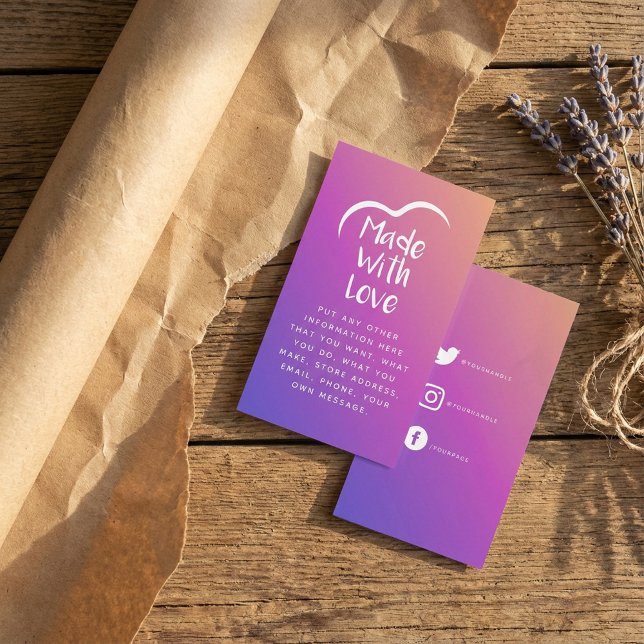 Carte D'accompagnement Gradient fait de coeur d'amour Silhouette Enclavur (Gradient made with love heart Silhouette Enclosure.)