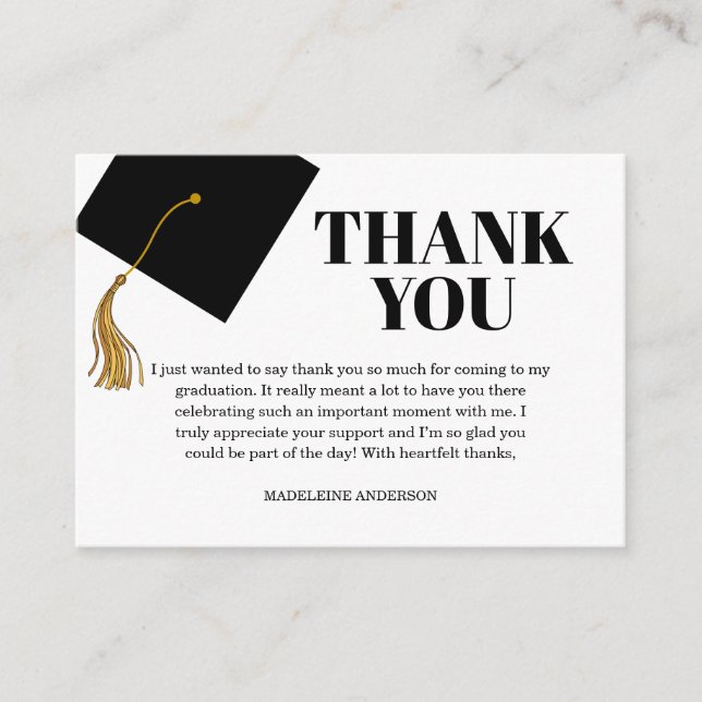 Carte D'accompagnement Graduation Black Cap And Tassel Photo Thank You (Devant)