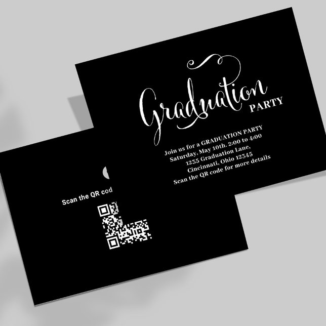 Carte D'accompagnement Graduation Party QR Code Or Typographie moderne (Simple black and white Graduation Insert enclosure card. )