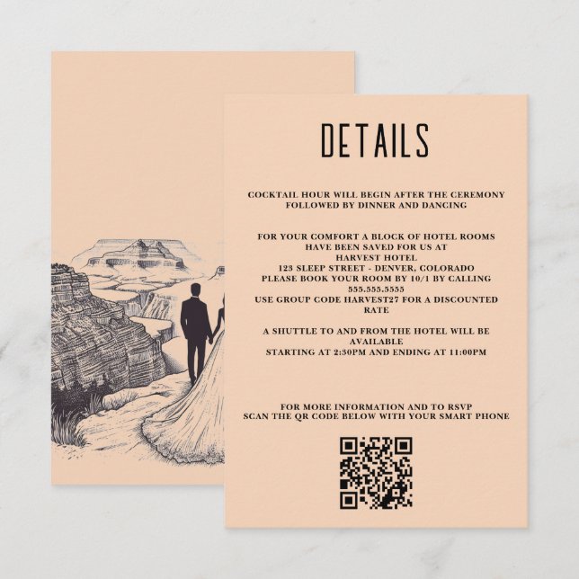 Carte D'accompagnement Grand Canyon Couple QR Code et détails (Devant / Derrière)