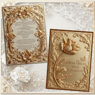 Carte D'accompagnement Grandeur Baroque Ornementale Dorée Motifs Floraux 