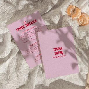 Carte D'accompagnement Gras coloré Retro Funky Modern Mariage Détails