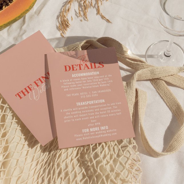 Carte D'accompagnement Gras coloré Retro Funky Modern Mariage Détails (Créateur téléchargé)