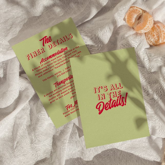 Carte D'accompagnement Gras coloré Retro Funky Modern Mariage Détails (Créateur téléchargé)