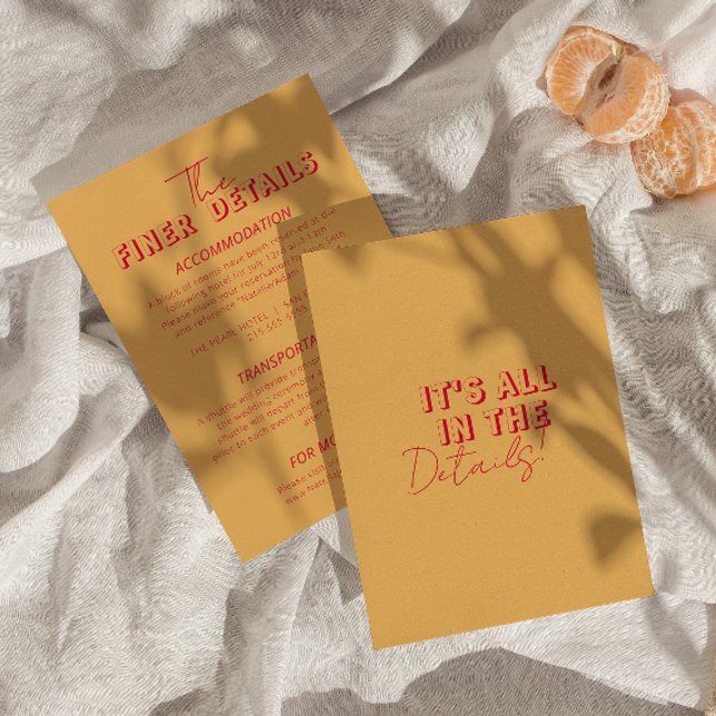 Carte D'accompagnement Gras coloré Retro Funky Modern Mariage Détails (Créateur téléchargé)