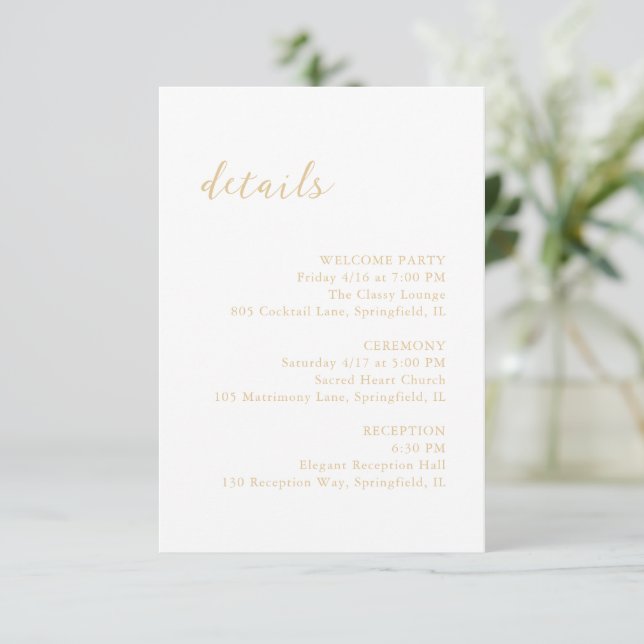 Carte D'accompagnement Gras Script Earthy Neutral Mariage élégant (Debout devant)