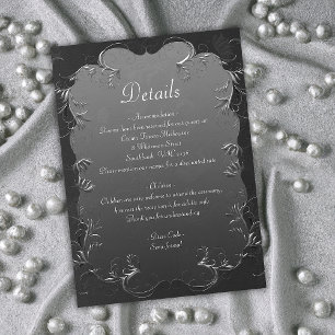 Carte D'accompagnement Gray Elegance and Silver Swirls Détails du Mariage