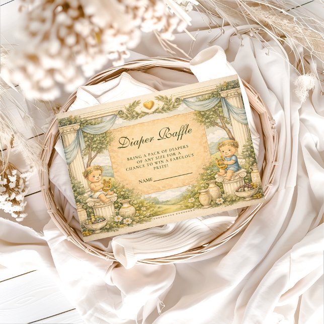 Carte D'accompagnement Greek Coastal Columns Diapper Raffle (Créateur téléchargé)