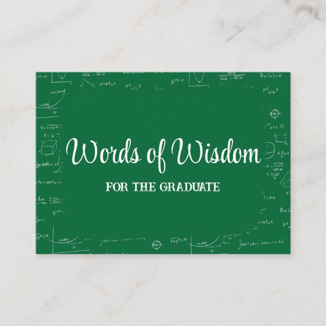 Carte D'accompagnement Green and White Graduate Words of Wisdom Advice (Devant)