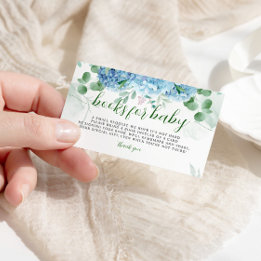 Carte D'accompagnement Green Blue hydrangea Livres pour Baby shower