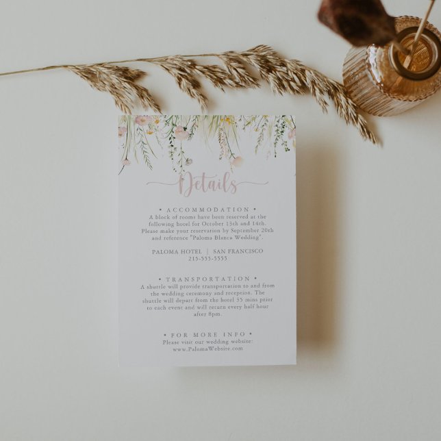 Carte D'accompagnement Green Boho Fleur sauvage Détails Mariage (Créateur téléchargé)