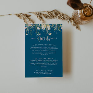 Carte D'accompagnement Green Boho Fleur sauvage Marine Détails du Mariage