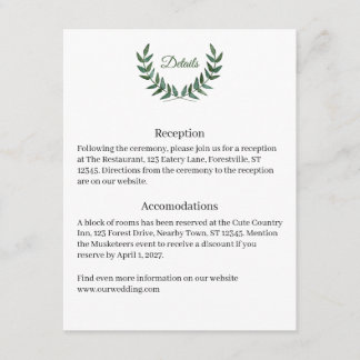 Carte D'accompagnement Green Branches Detail Card