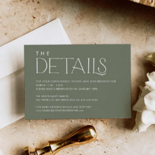 Carte D'accompagnement Green Elegant Minimal Mariage Détails