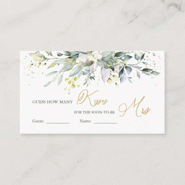 Carte D'accompagnement Green Eucalyptus Devinez combien de baisers dans J (Devant)