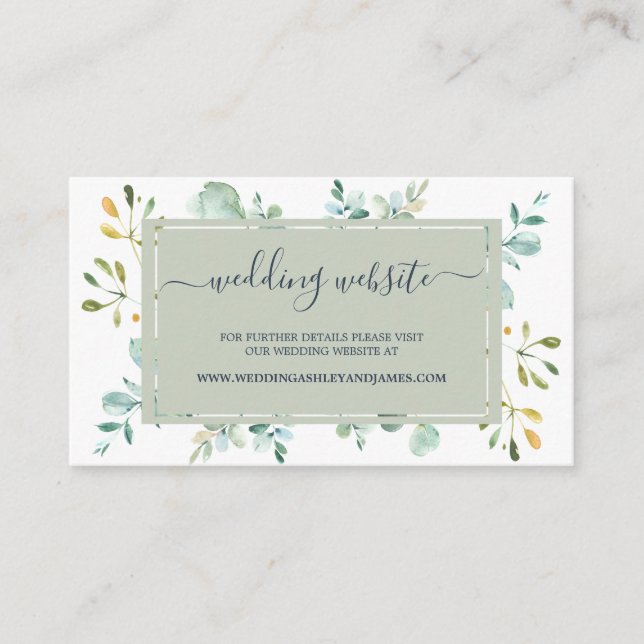 Carte D'accompagnement Green Eucalyptus Foliage Airy Mariage botanique (Devant)