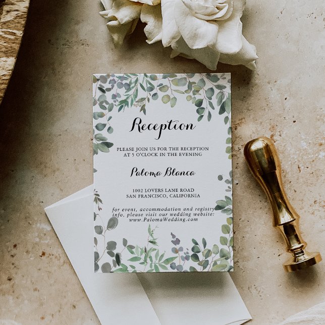 Carte D'accompagnement Green Eucalyptus Foliage délice Réception de maria (Créateur téléchargé)