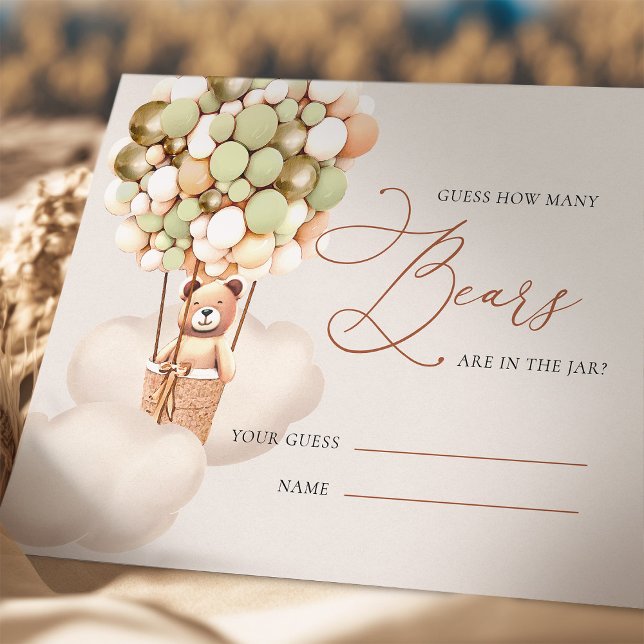 Carte D'accompagnement Green Gold Devine combien d'ours Ballons Billets (Créateur téléchargé)