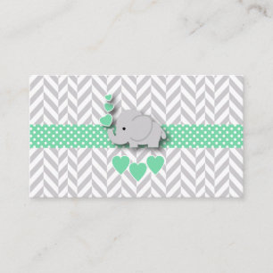 Carte D'accompagnement Green Grey Elephant Baby shower Demande de réserva