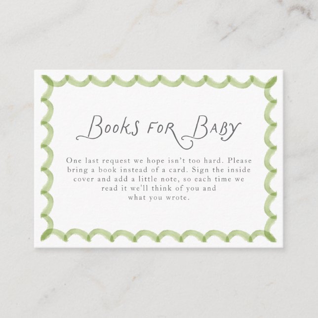 Carte D'accompagnement Green Hand Painted Frame Books for Baby (Devant)