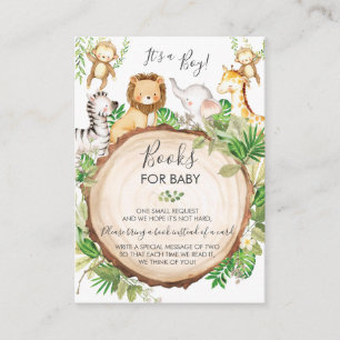 Carte D'accompagnement Green Jungle Animals Baby shower Livres pour bébé