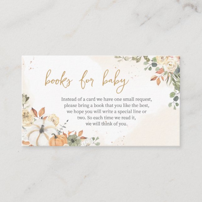 Carte D'accompagnement Green Little Citrouille Baby shower Livres pour bé (Devant)
