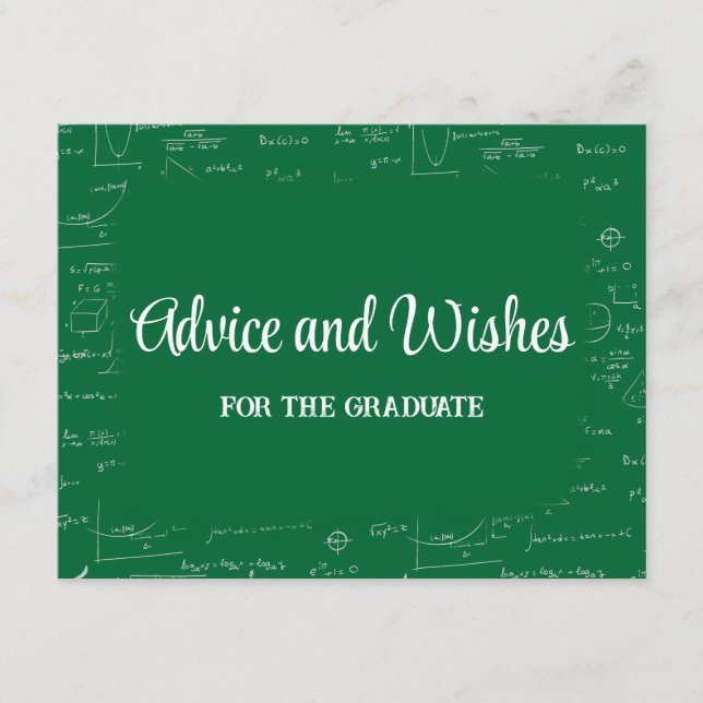 Carte D'accompagnement Green Math Graduation Party Advice for Graduate (Devant)