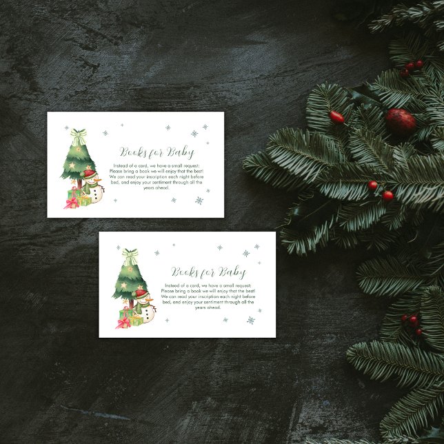 Carte D'accompagnement Green Modern Winter Snowman Books For Baby Shower (Green Modern Winter Snowman Books For Baby Shower Enclosure Card)