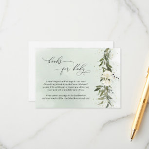 Carte D'accompagnement Green Olive Wreath White Floral Livres Pour Bébé