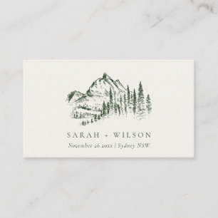 Carte D'accompagnement Green Pine Woods Mountain Sketch Mariage Website