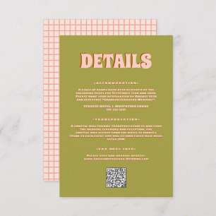 Carte D'accompagnement Green Pink Bold Bright Funky Super Mariage détail