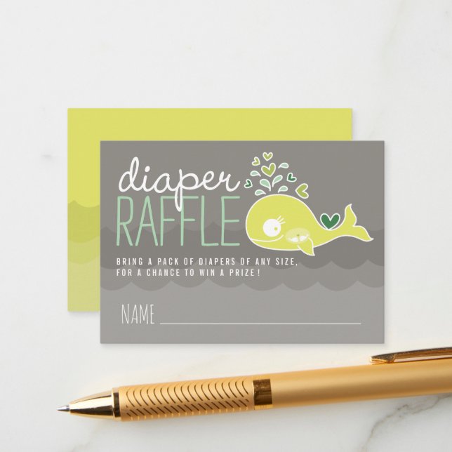 Carte D'accompagnement Green Pregnant Mommy Whale Diaper Raffle Billets (Devant/Arrière en situation)