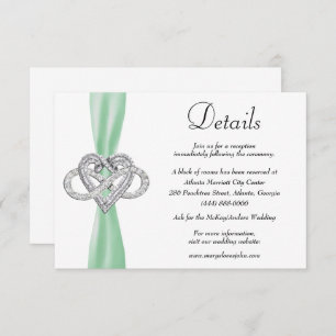 Carte D'accompagnement Green Ribbon Infinity Heart Détails du Mariage