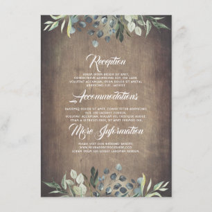 Carte D'accompagnement Green Rustic Mariage Information Invité