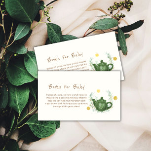 Carte D'accompagnement Green Rustic Orange Tea  ฺ Livres Pour Baby shower