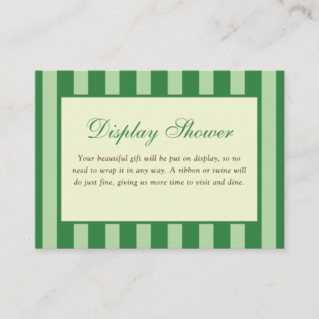 Carte D'accompagnement Green Striped Bridal Shower Display Shower (Devant)