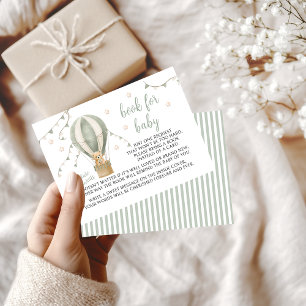 Carte D'accompagnement Green Teddy Air Balloon Book for Baby shower Card