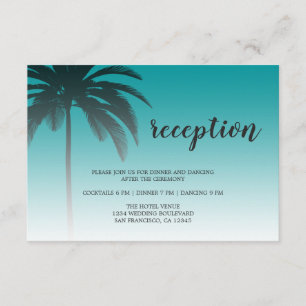 Carte D'accompagnement Green Tropical Palm Tree Beach Mariage Réception