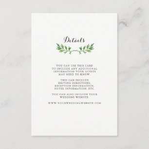 Carte D'accompagnement Green Watercolor Botanical Feuille Détails de l'in