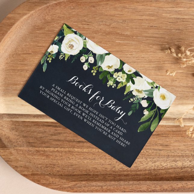 Carte D'accompagnement Green White Floral Blue Baby shower Demande de rés (Créateur téléchargé)