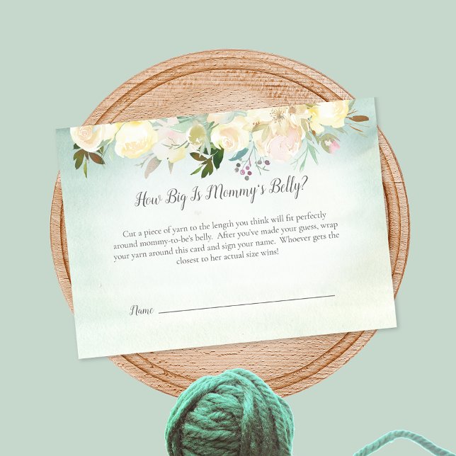 Carte D'accompagnement Green White Rose Maman's Belly Taille Baby shower  (Créateur téléchargé)